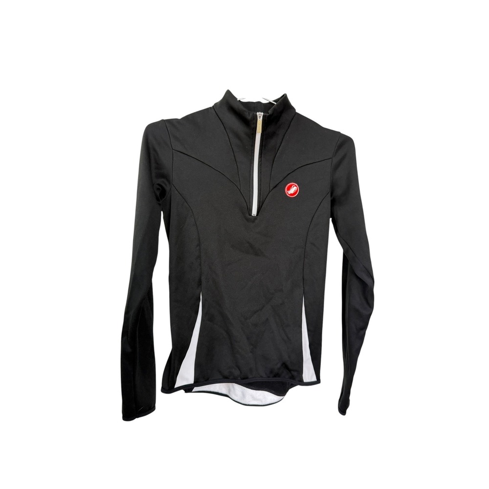 Castelli Womens Cycling Jersey Black White Long Sleeve Quarter Zip Fleece Small
